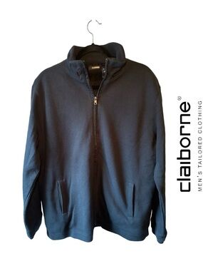 Claiborne Mens Black Zippered Bomber-Style Sherpa Jacket - NWOT